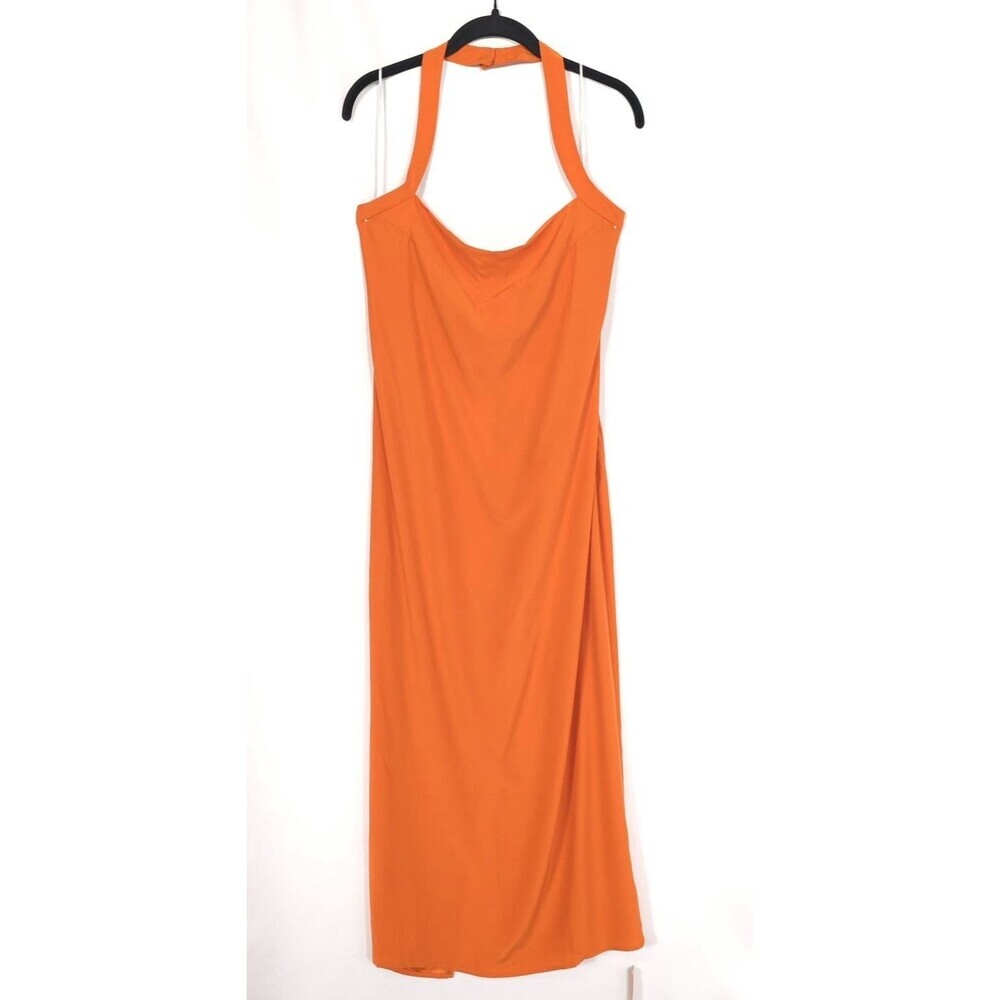 Reformation Size 8 Maxi Midi‎ Dress Alli 100% SILK Citrus Orange USA🇺🇸MADE